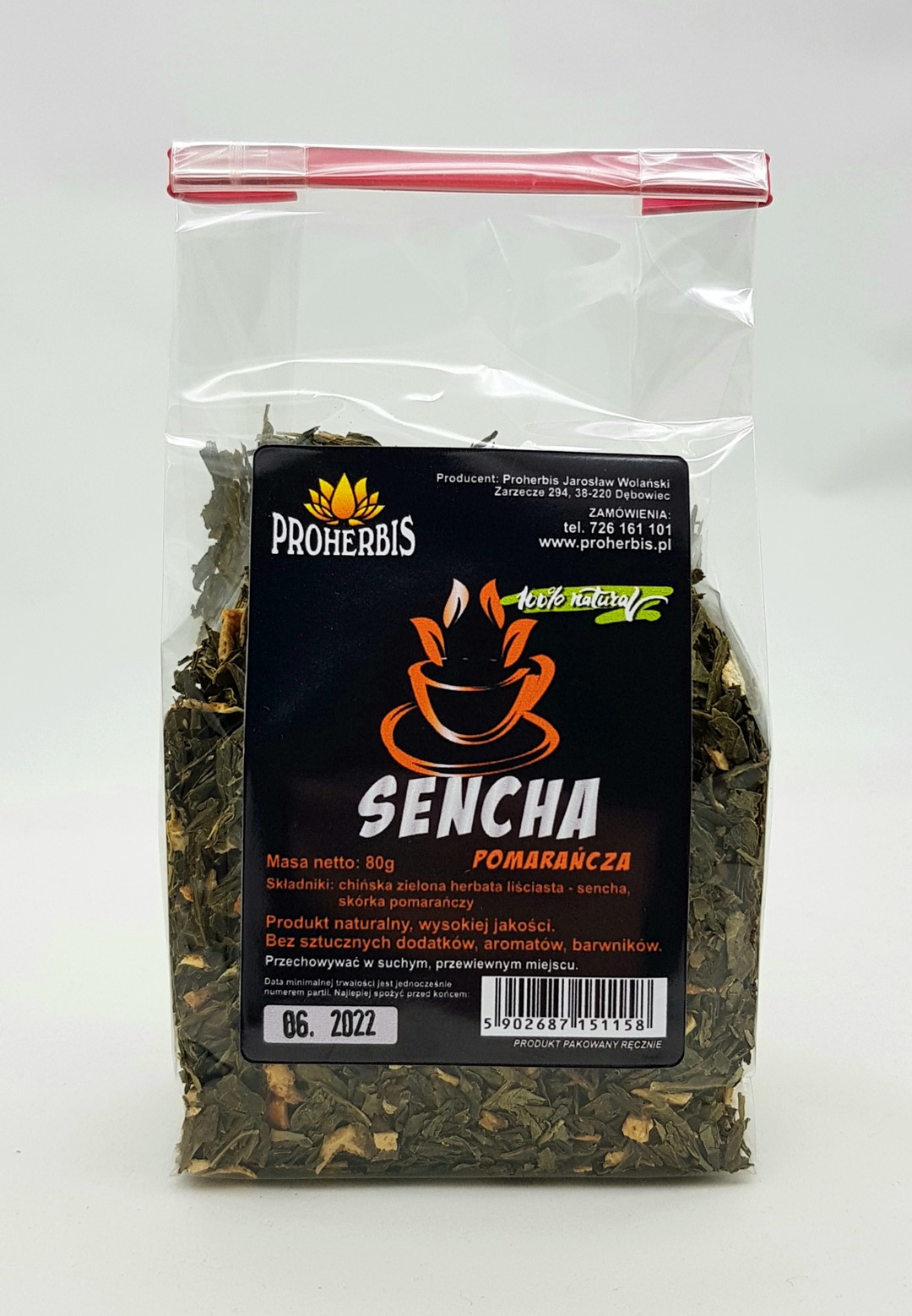 Herbata ZIELONA SENCHA z pomarańczą 80g