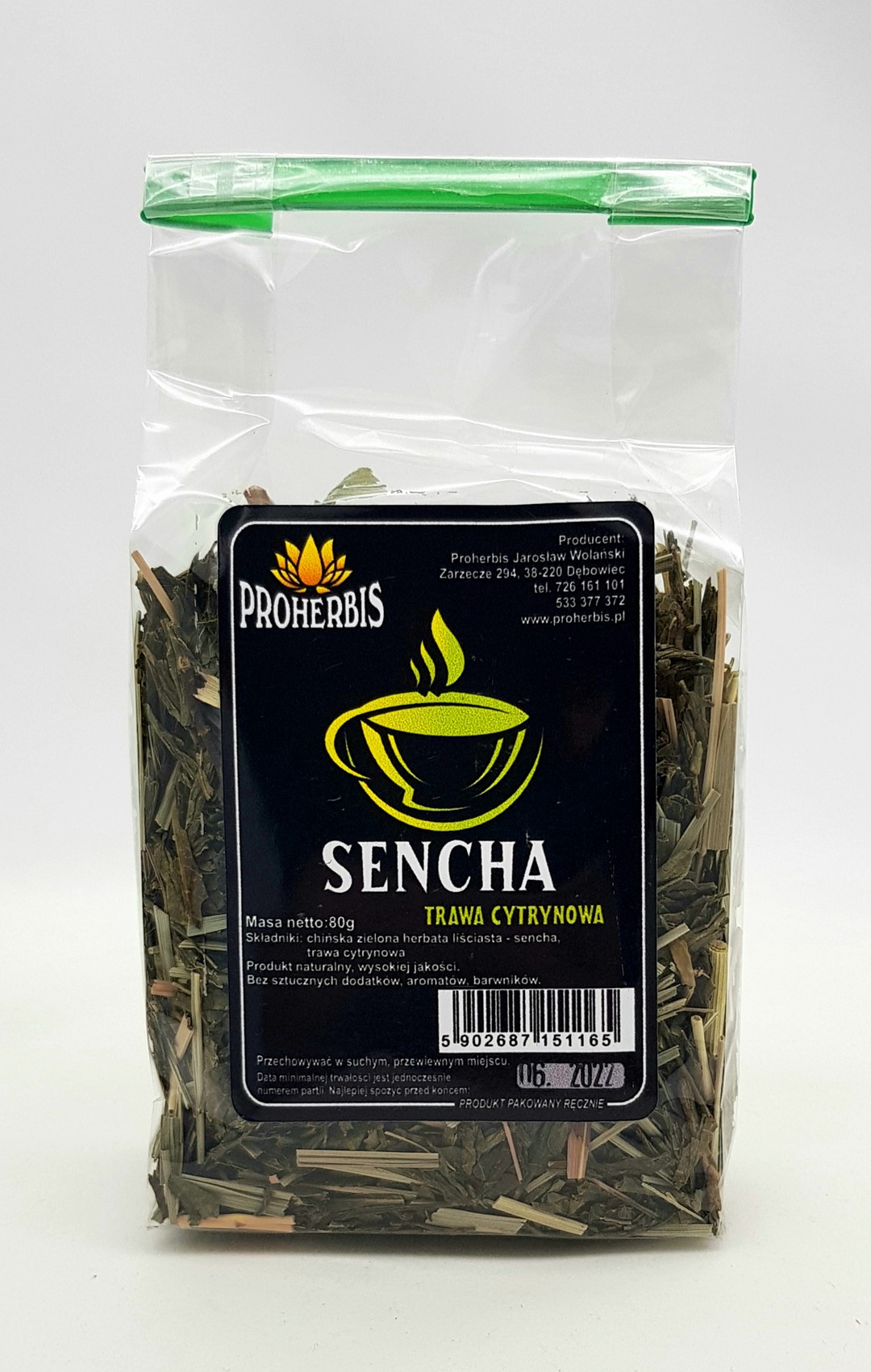 Herbata ZIELONA SENCHA z trawą cytrynową 80g