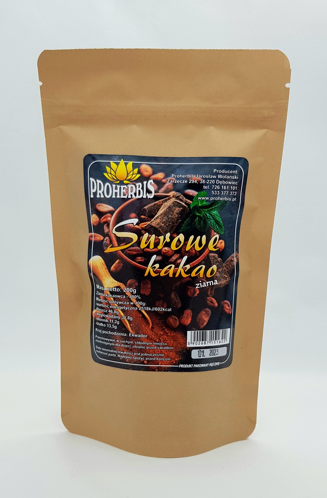 SUROWE KAKAO ziarno całe 200g