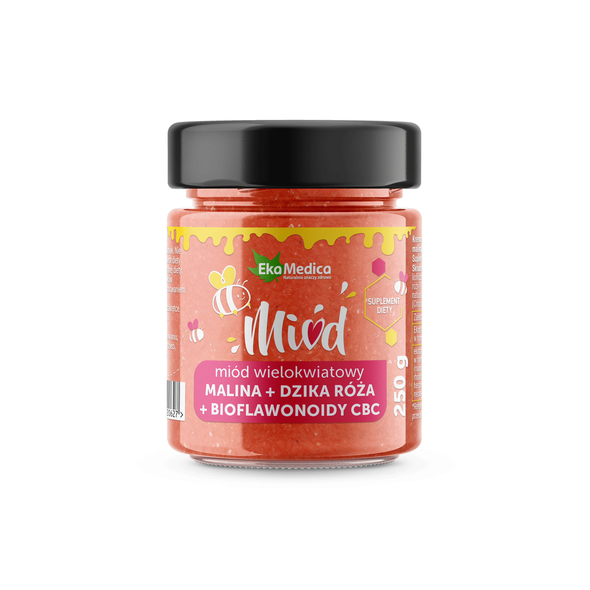 MIÓD Z MALINĄ I DZIKĄ RÓŻĄ 250g