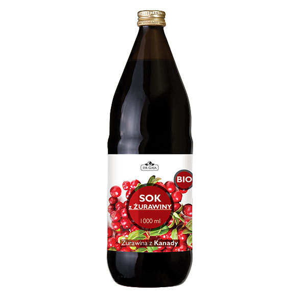 BIO SOK Z ŻURAWINY Dr Gaja, pasteryzowany HTST, 1000 ml