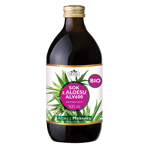 BIO SOK Z ALOESU ALV600 Dr Gaja, pasteryzowany HTST, 500 ml