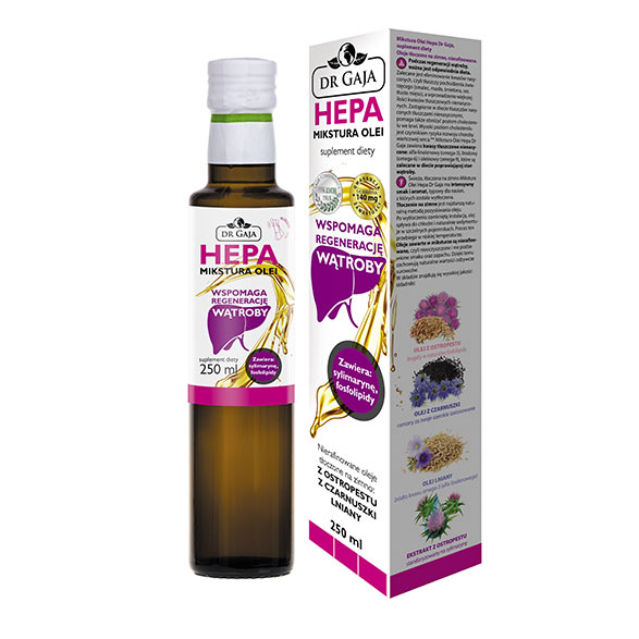 MIKSTURA OLEI HEPA Dr Gaja olej z ostropestu z czarnuszki, lniany, SYLIMARYNA, 250 ml