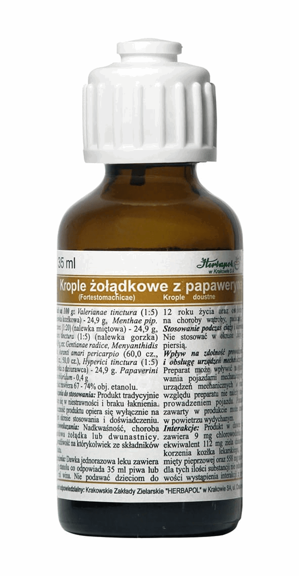 KROPLE ŻOŁĄDKOWE Z PAPAWERYNĄ   35 ml