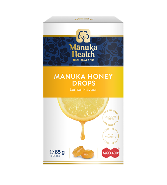 CUKIERKI Z MIODEM MANUKA MGO™ 400+ i witaminą C, o smaku cytrynowym