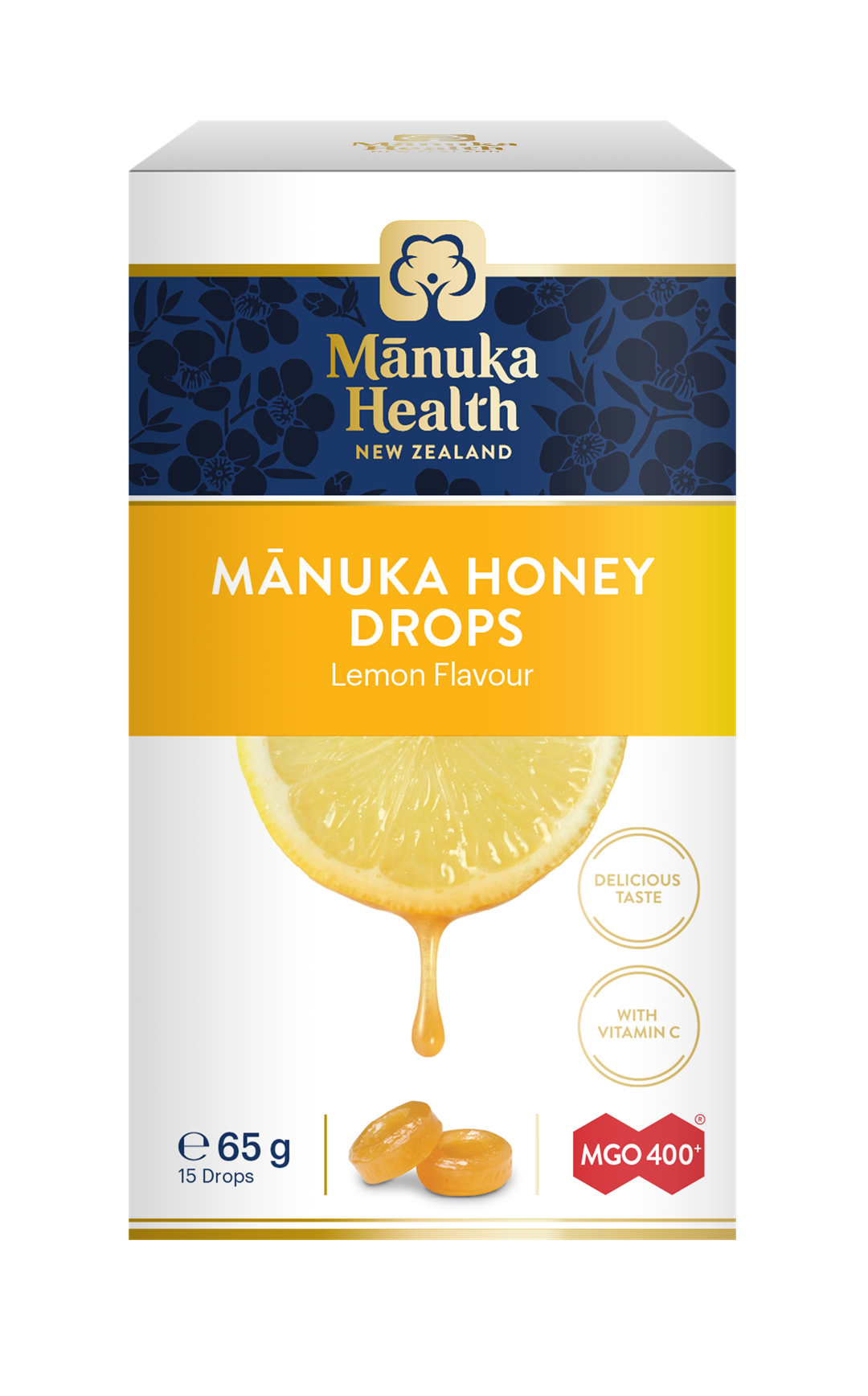 CUKIERKI Z MIODEM MANUKA MGO™ 400+ i witaminą C, o smaku cytrynowym