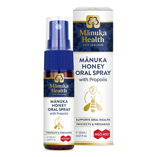 SPRAY DOUSTNYy z Miodem Manuka  MGO 400+ i Propolisem BIO 30, 20 ml